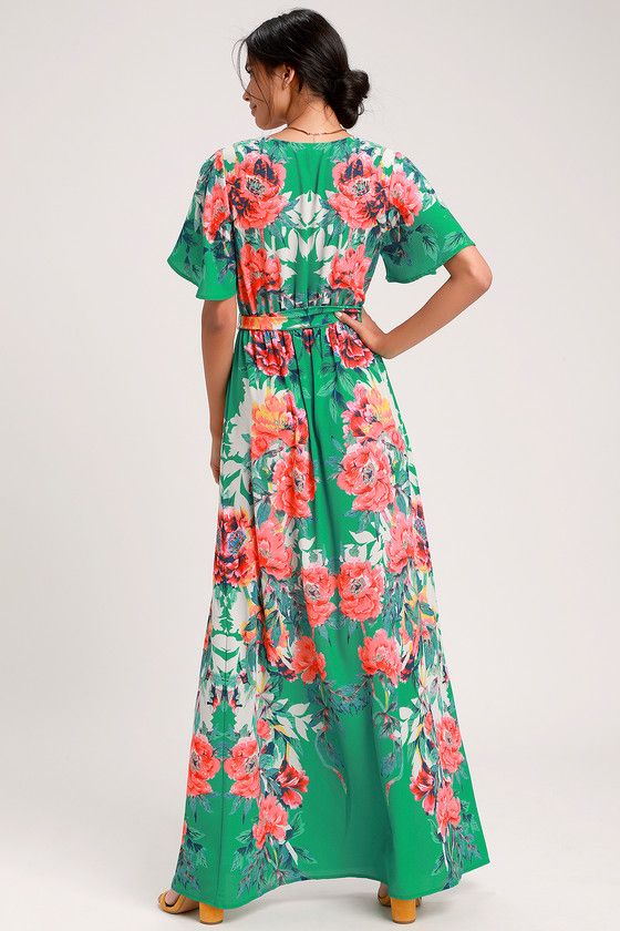 Still In Paradise Green Floral Print Maxi Dress | Lulus (US)