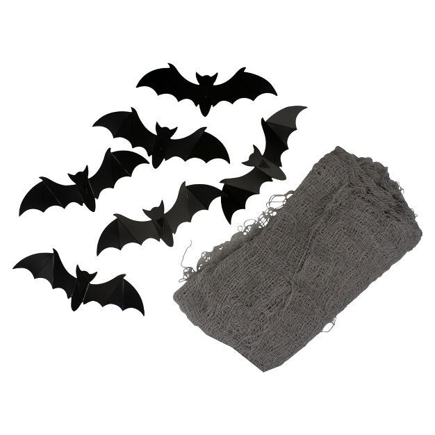 Northlight 9.75' Gray Gauze and Bats Halloween Decoration Kit | Target