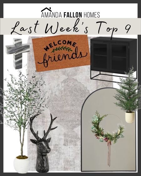 Last week’s home decor best sellers! 😍

Front door mat. Black cabinet. Nightstand. Marble cross. Christian home decor. Olive tree. Wreath with ribbon. Large mirror. Arched mirror. Small pine tree. Mini Christmas tree. Reindeer decor. Deer bust. Affordable area rug. Beige area rug.

#LTKhome