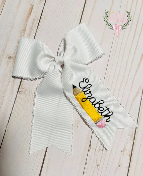 Custom Embroidered Personalized Pencil Name Moonstitch Ribbon - Etsy | Etsy (US)