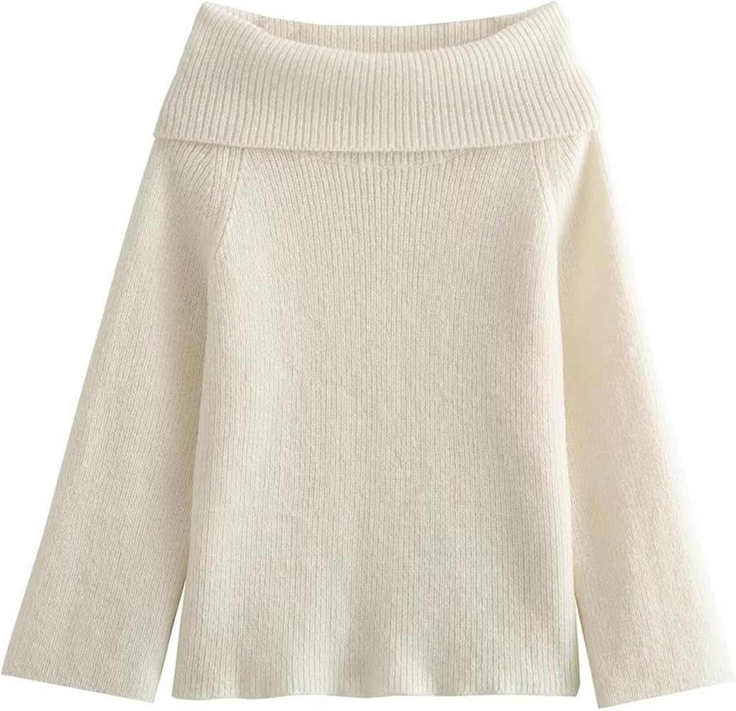 Wyeysyt Womens Off The Shoulder Sweaters Knit Oversized Pullover Sweaters Chunky Long Sleeve Pull... | Amazon (US)