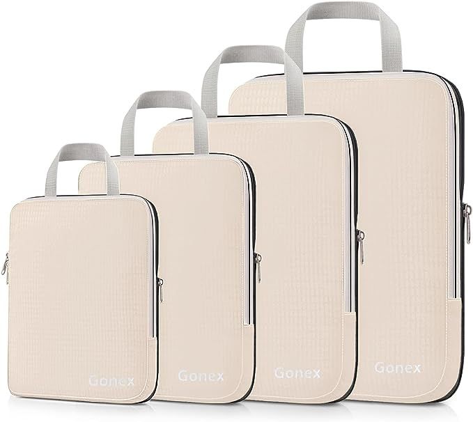 Gonex Compression Packing Cubes, 3pcs/4pcs Expandable Storage Travel Luggage Bags Organizers | Amazon (US)