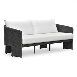 Alexa Black Rattan Performance Fabric Outdoor Sofa | Homesquare