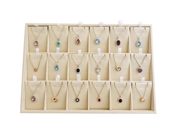 Large Beige Velvet Necklace Pendant Storage Show Tray | Etsy | Etsy (US)