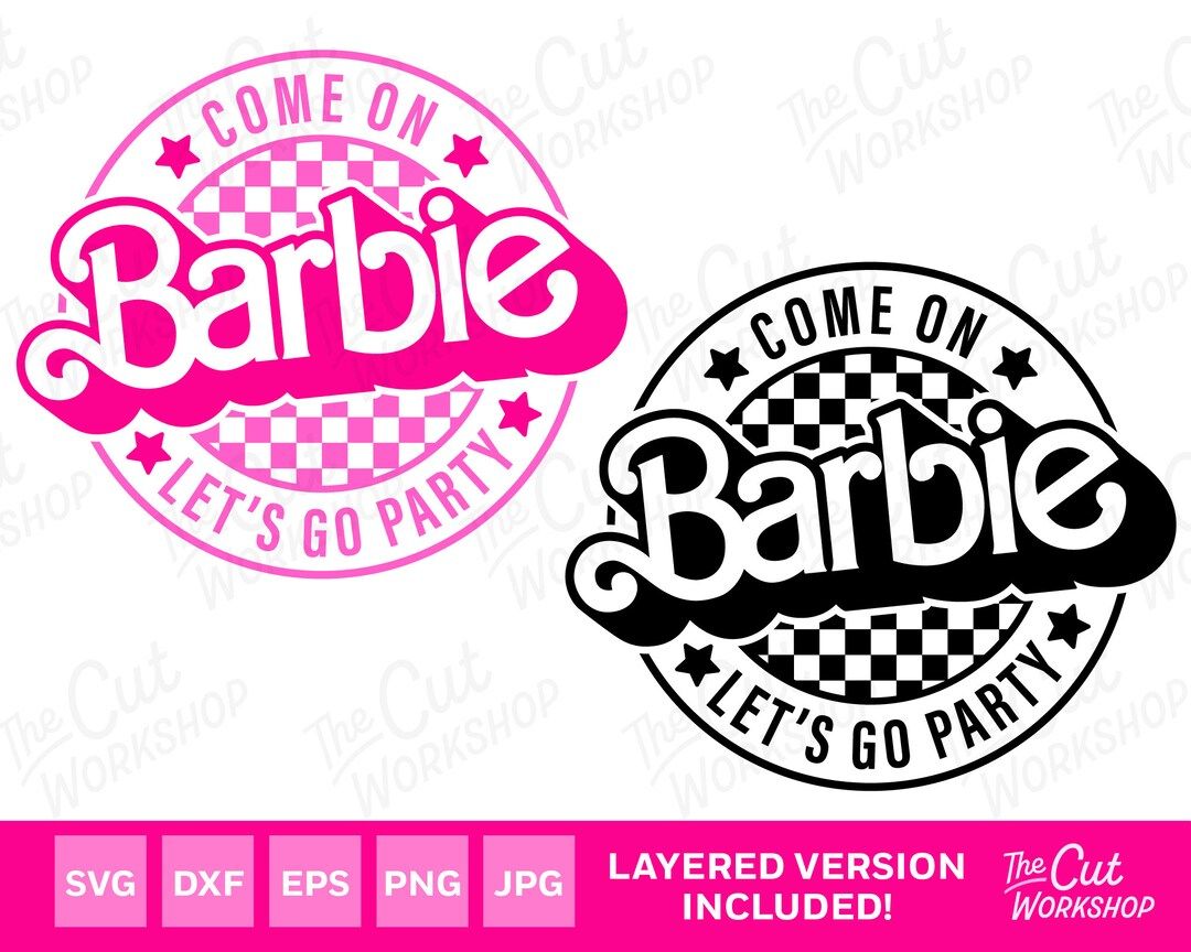 Come On Barbi Let's Go Party Pink Checker Design Retro Layers | SVG PNG Clipart Digital Download ... | Etsy (US)