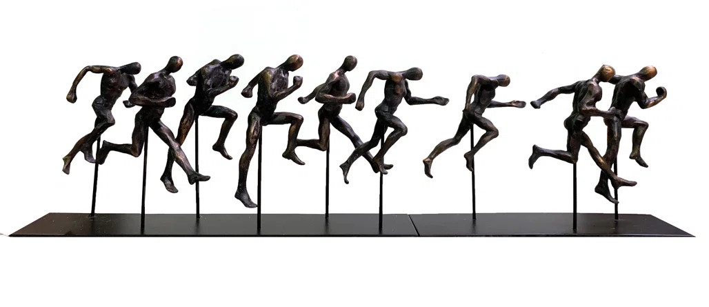 2 Piece Malonne Running Men on Metal Stand Figurine Set | Wayfair North America