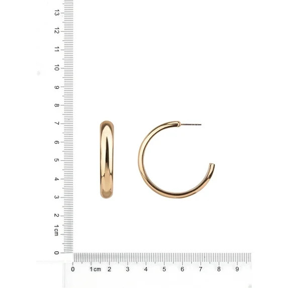 Time and Tru Adult Women's Gold Tone Polished Metal Hoop Earring - Walmart.com | Walmart (US)