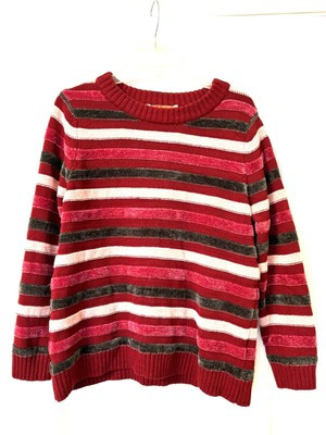 Modcloth XL burgundy maroon striped textued crew neck sweater Pullover  | eBay | eBay US