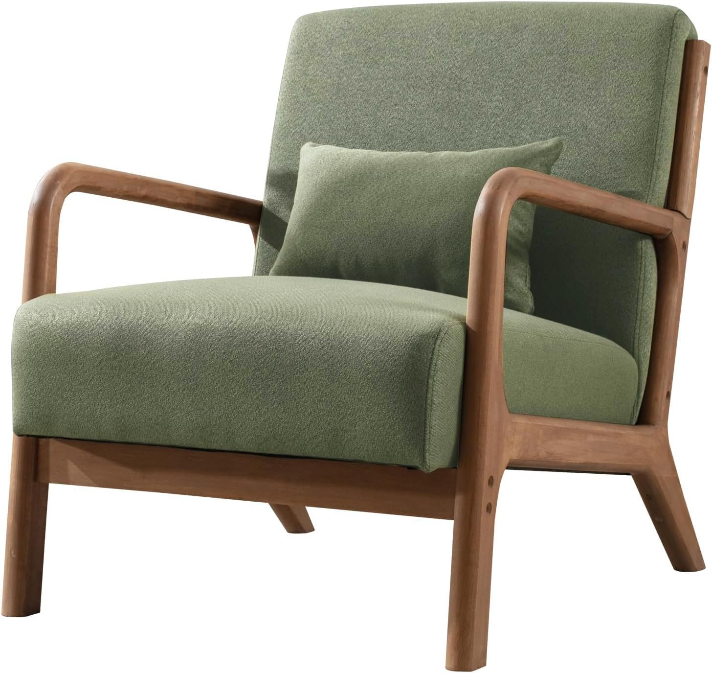 ANJHOME Mid Century Modern Accent Chair, Comfy Fabric Reading Chair with Solid Wood Frame, Easy A... | Amazon (US)