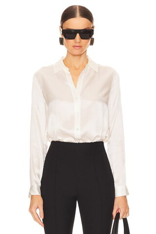 L'AGENCE Tyler Long Sleeve Blouse in Ivory from Revolve.com | Revolve Clothing (Global)