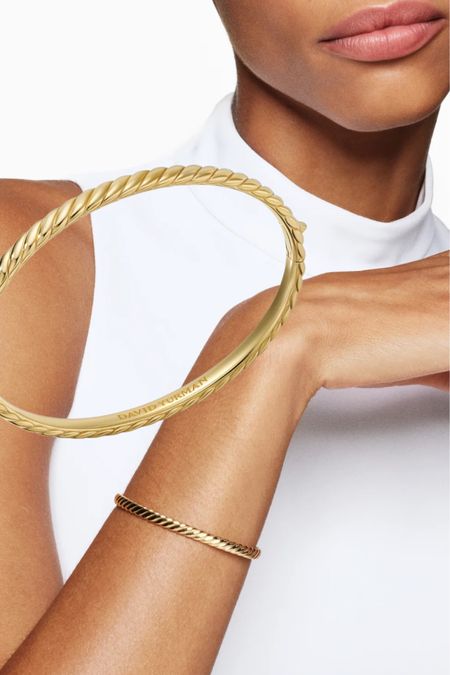 Gold Sculpted Cable Bangle Bracelet
Sculpted Cable Collection for Women Sculpted Cable Bangle Bracelet 18K Yellow Gold, 4.6mm

In Sculpted Cable, David Yurman transforms his signature design motif into a carved form. The effect is an entrancing wavelike pattern that retains the dimensional look of Cable’s original helix.




#LTKstyletip #LTKMostLoved #LTKGiftGuide