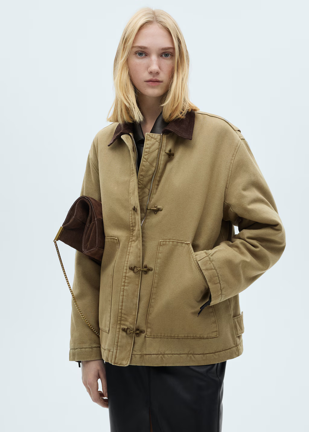 Parka with contrasting collar and pockets - Women | MANGO United Kingdom | MANGO (UK)