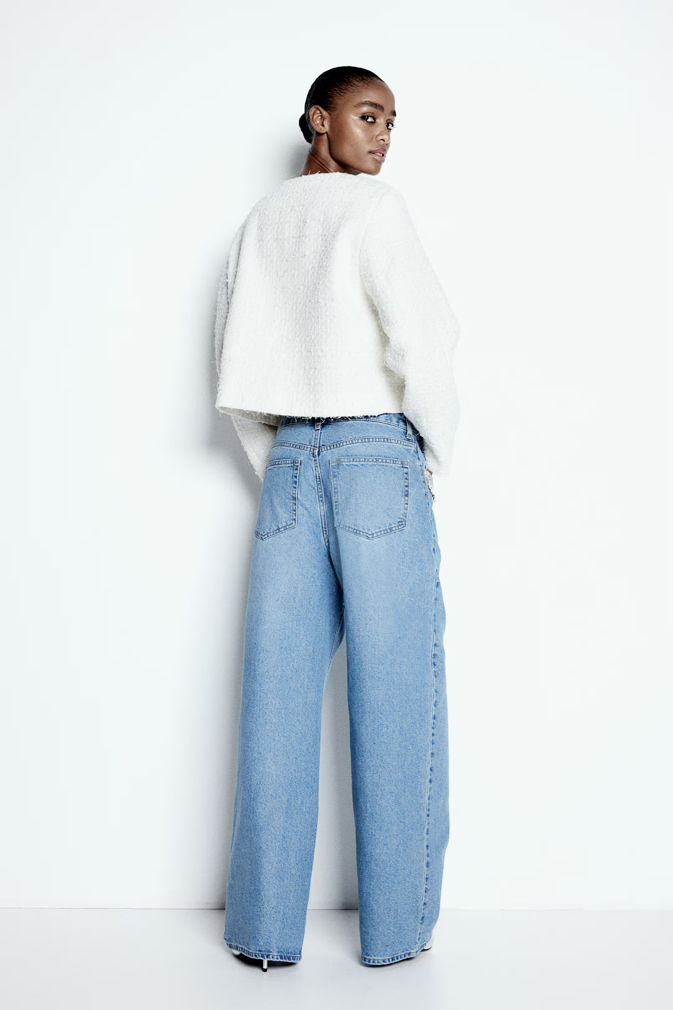 Wide Rhinestone-Decorated Jeans | H&M (US + CA)