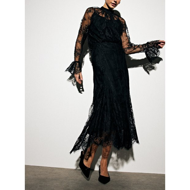 Black Lace Co-ord Midaxi Full Skirt 10 | Tu Clothing