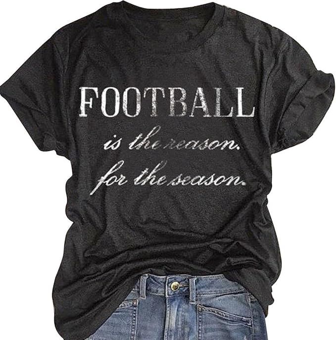 Football Season T-Shirt Game Day Shirts for Women Funny Football Graphic Sports Tees Casual Sunda... | Amazon (US)