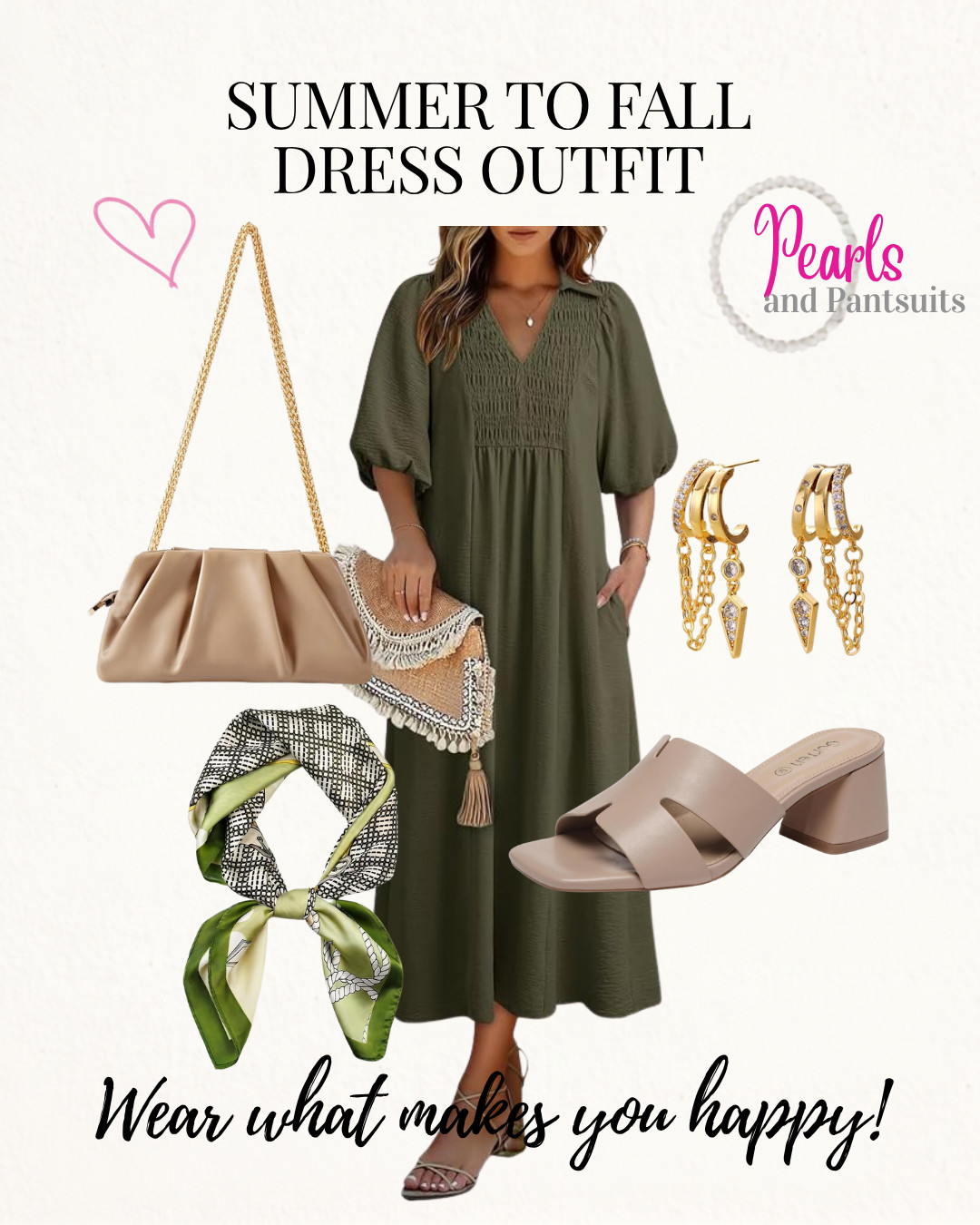 Olive green dress outfit for fall 

 #LTKootd #LTKMidsize #LTKWorkwear