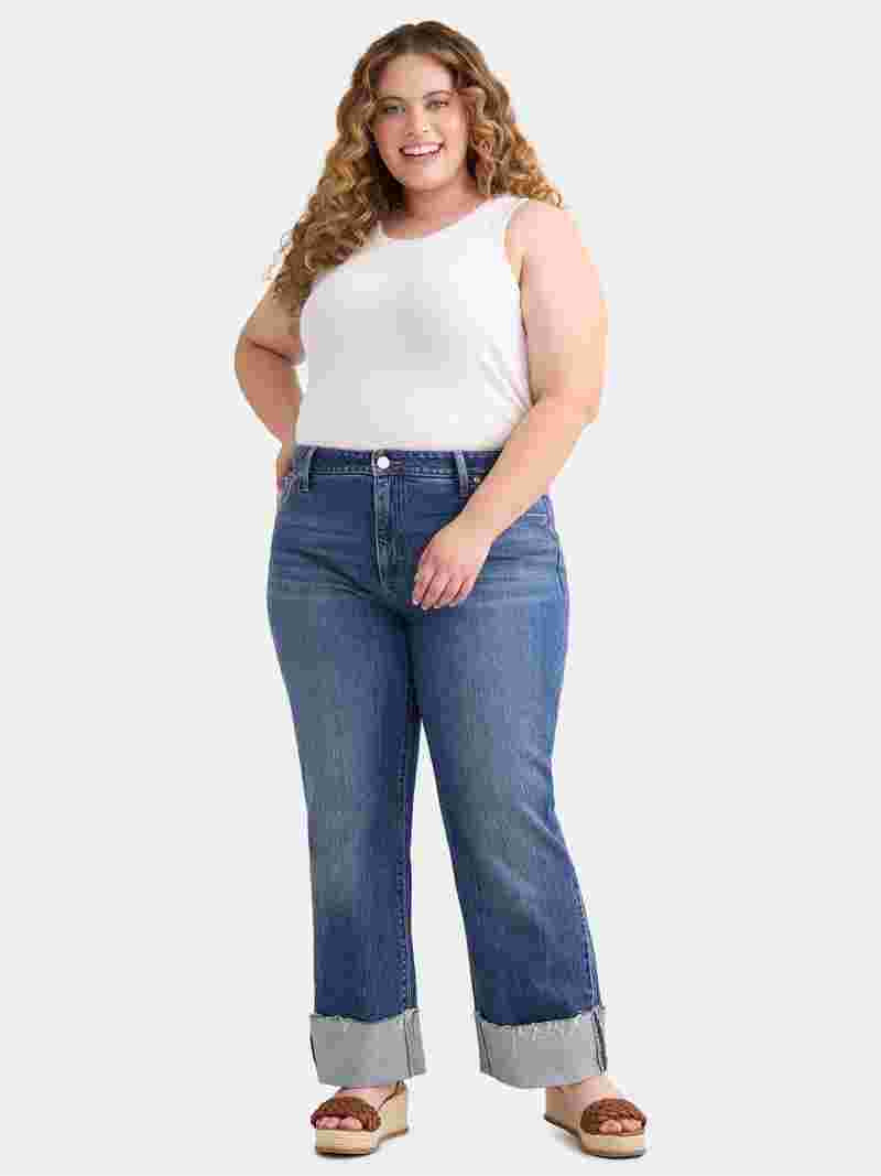 Terra & Sky Women's Plus Size Denim High Rise Wide Leg Jeans, 29" Inseam, Sizes 14W-28W | Walmart (US)