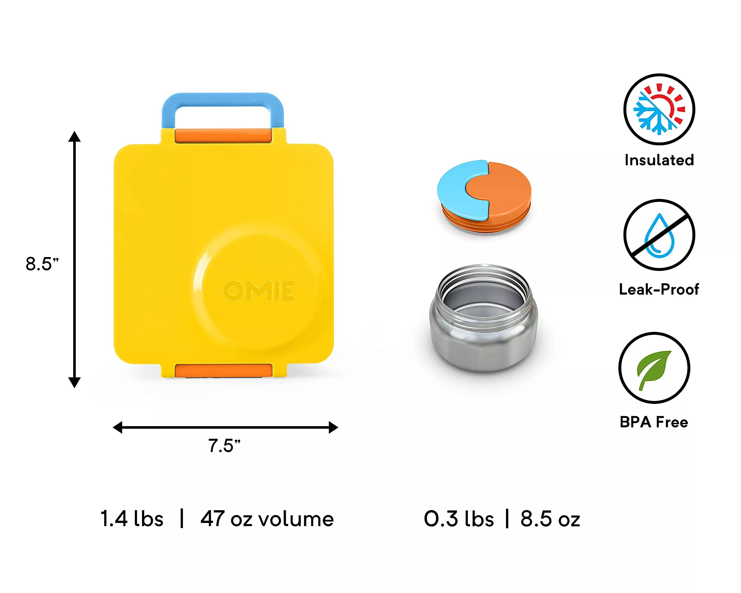  OmieBox Bento Box for Kids - Insulated Lunch Box with