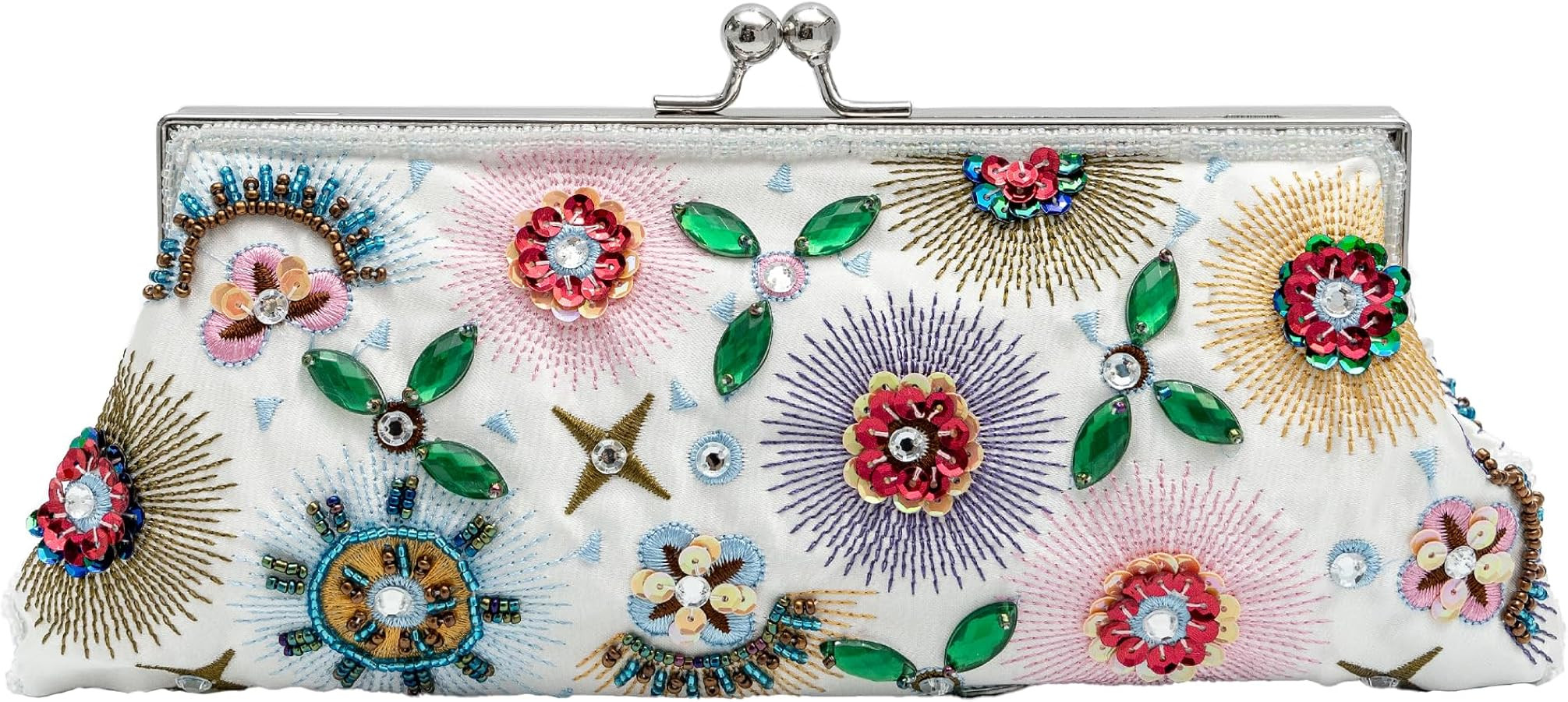 Colorful Floral Leaves Embroidered Sequined Clutch Purse Small Flower Prom Purse Wedding Handbag ... | Amazon (US)