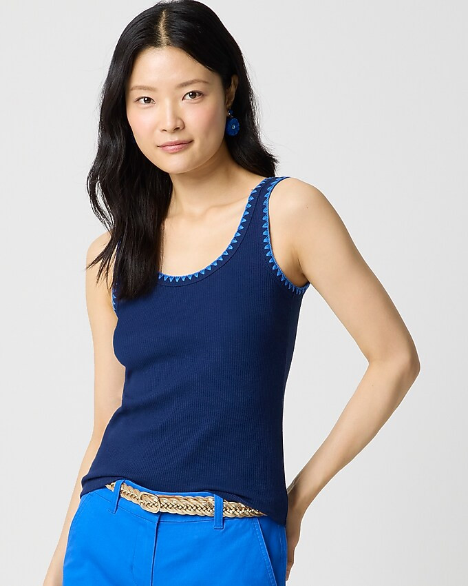 Blanket-stitch tank top | J.Crew Factory