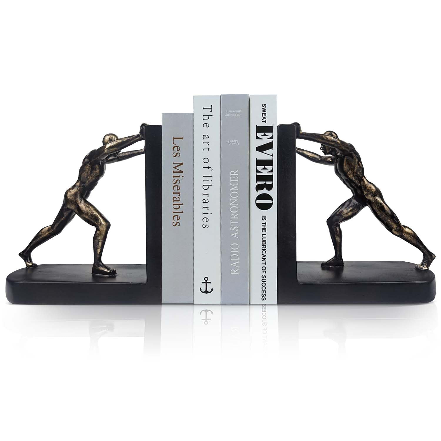 LIFFY Man Decorative Book Ends,Resin Non Skid Bookends for Heavy Books,Bookends for Shelves Decor... | Amazon (US)