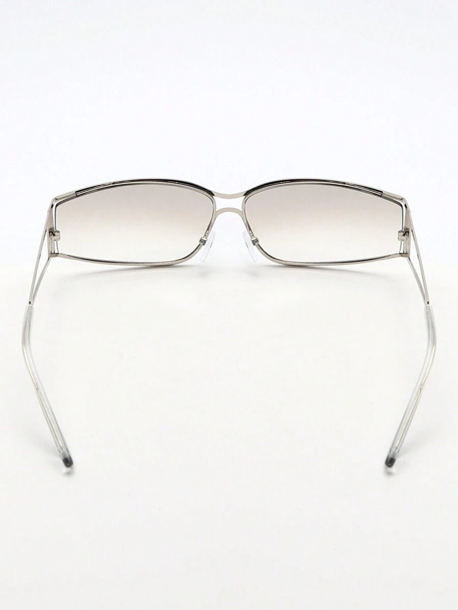 1pc Metallic Y2k Futuristic Style Silver Wrapped Fashion Sunglasses | SHEIN
