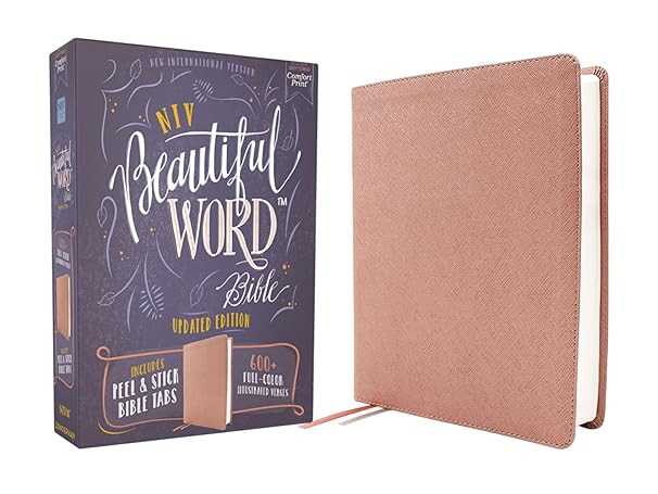 NIV, Beautiful Word Bible, Updated Edition, Peel/Stick Bible Tabs, Leathersoft, Pink, Red Letter,... | Amazon (US)