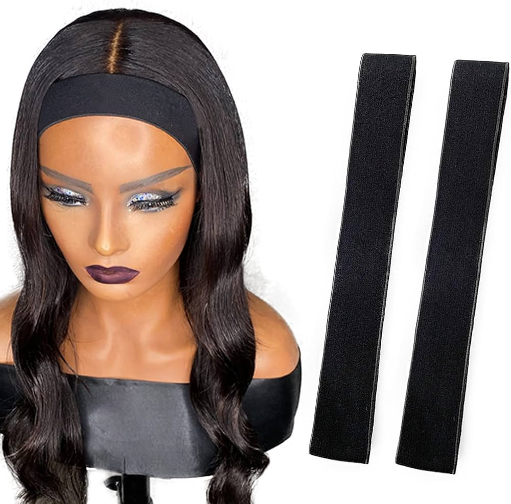 2 Pcs Elastic Bands for Wig, Lace Melting Edge Wrap to Lay Edges (Black, Pack of 2) | Amazon (US)