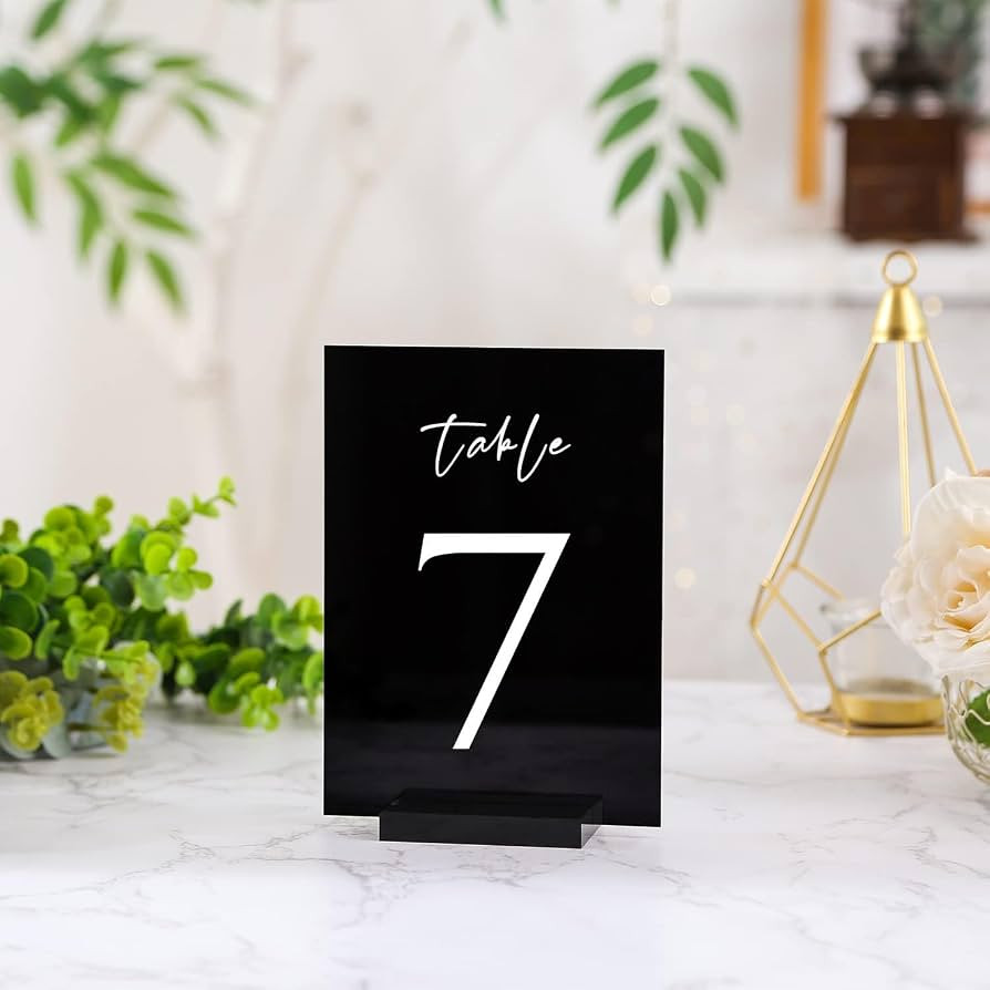 UNIQOOO 20 Pack Black Acrylic Sign Acrylic Wedding Table Numbers, 5 x 7 in, DIY Acrylic Sheet for... | Amazon (US)