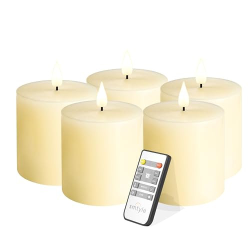 smtyle Fireplace Candles with Electric FlickeringSet of 5 Ivory Mordern House Flameless Candles Remote Control Gifts for Your Friends | Amazon (US)