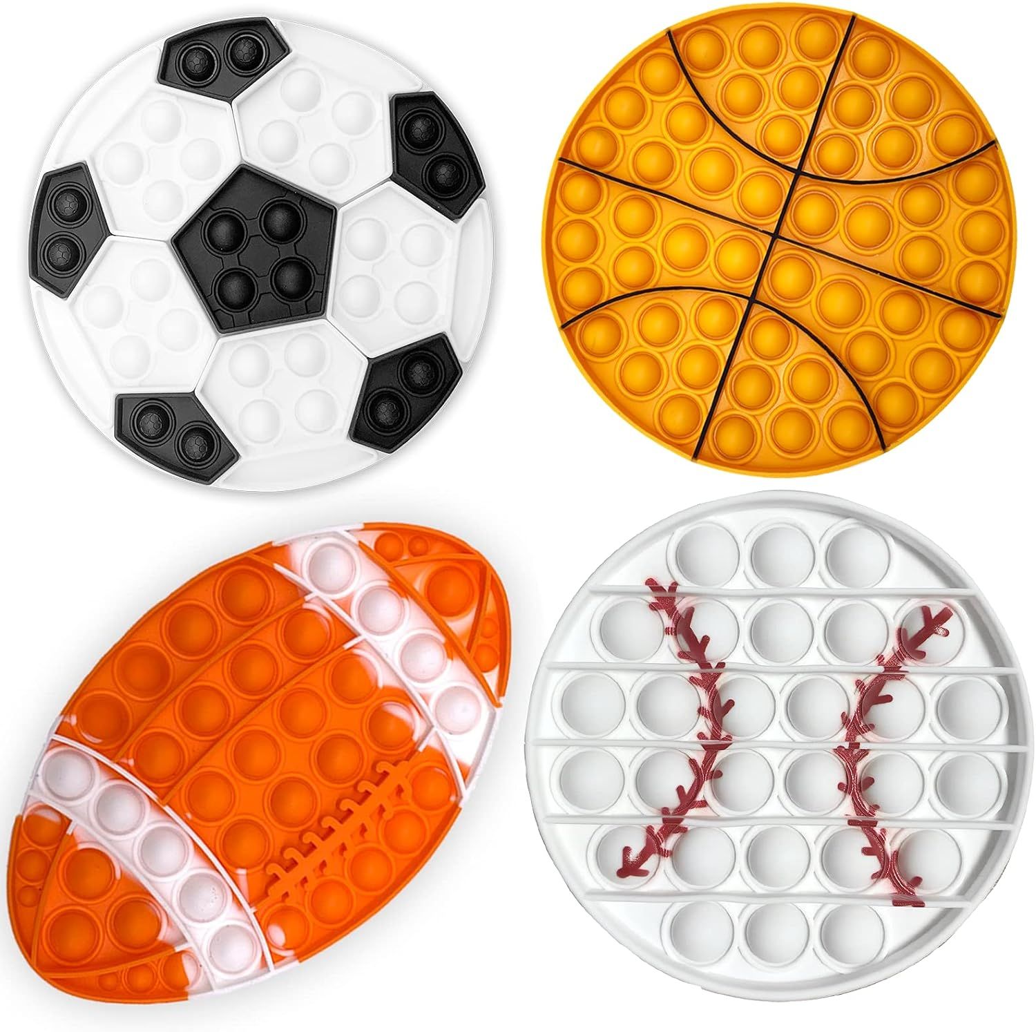 4 Pack Pop Bubble Sensory Fidget Toy for Boys, Football Basketball Baseball Rugby Push Toys Autis... | Amazon (US)