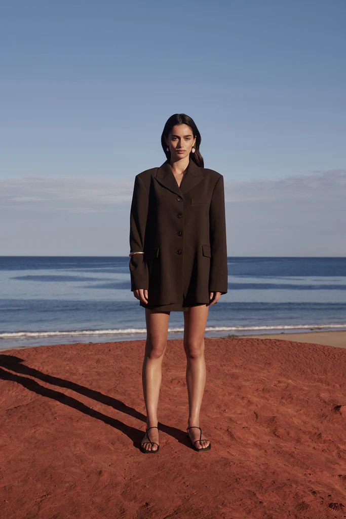 LIV BITTER CHOC BOYFRIEND BLAZER | DISSH