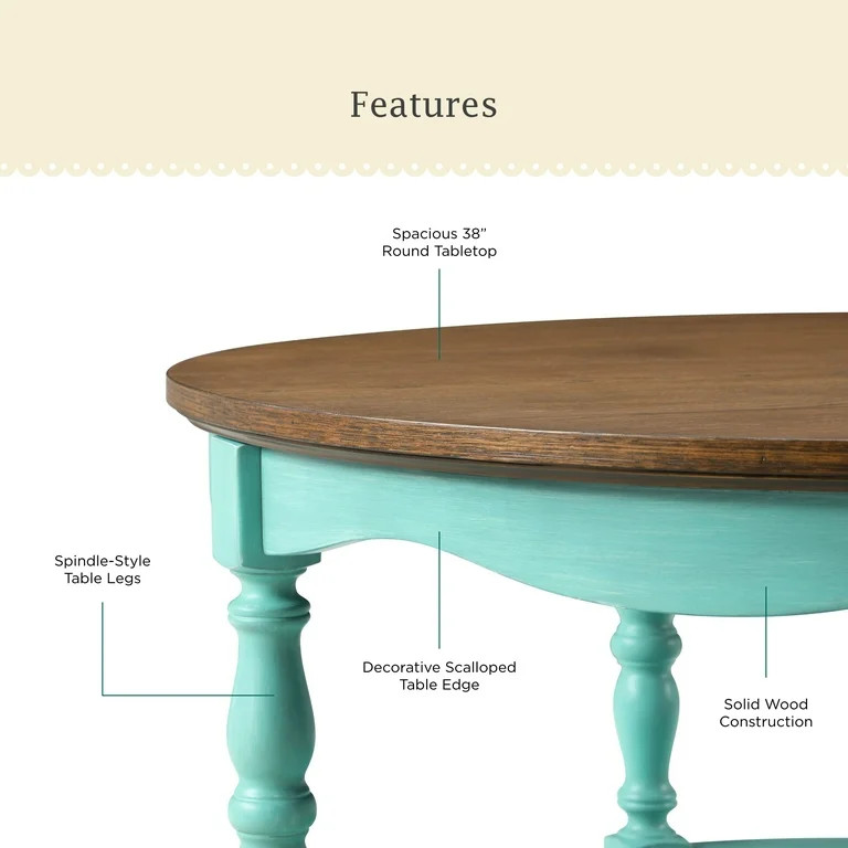 The Pioneer Woman Helen Round Coffee Table, Teal | Walmart (US)