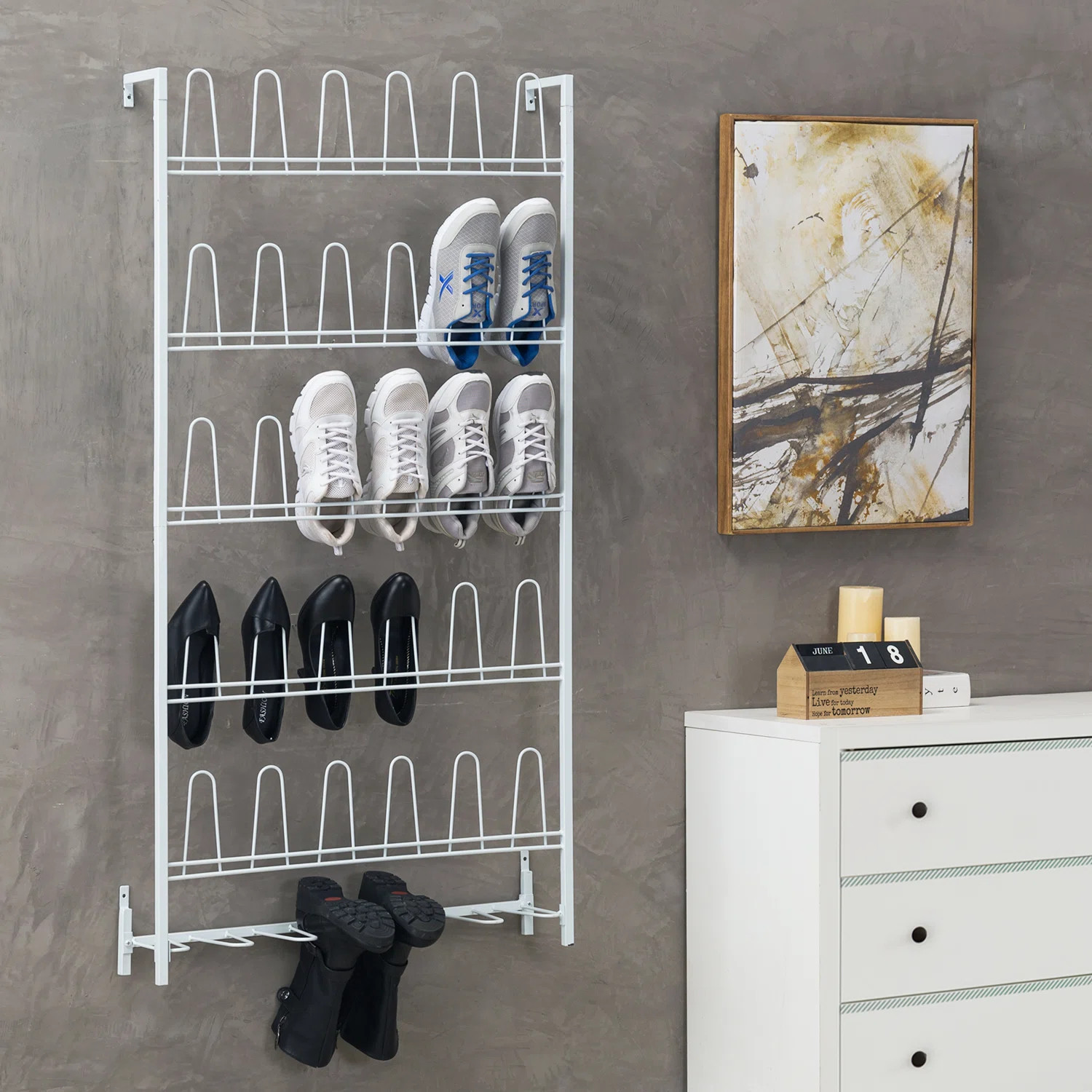 Rebrilliant Wall-Mounted 18-Pair Shoe Boot Rack & Reviews | Wayfair | Wayfair North America