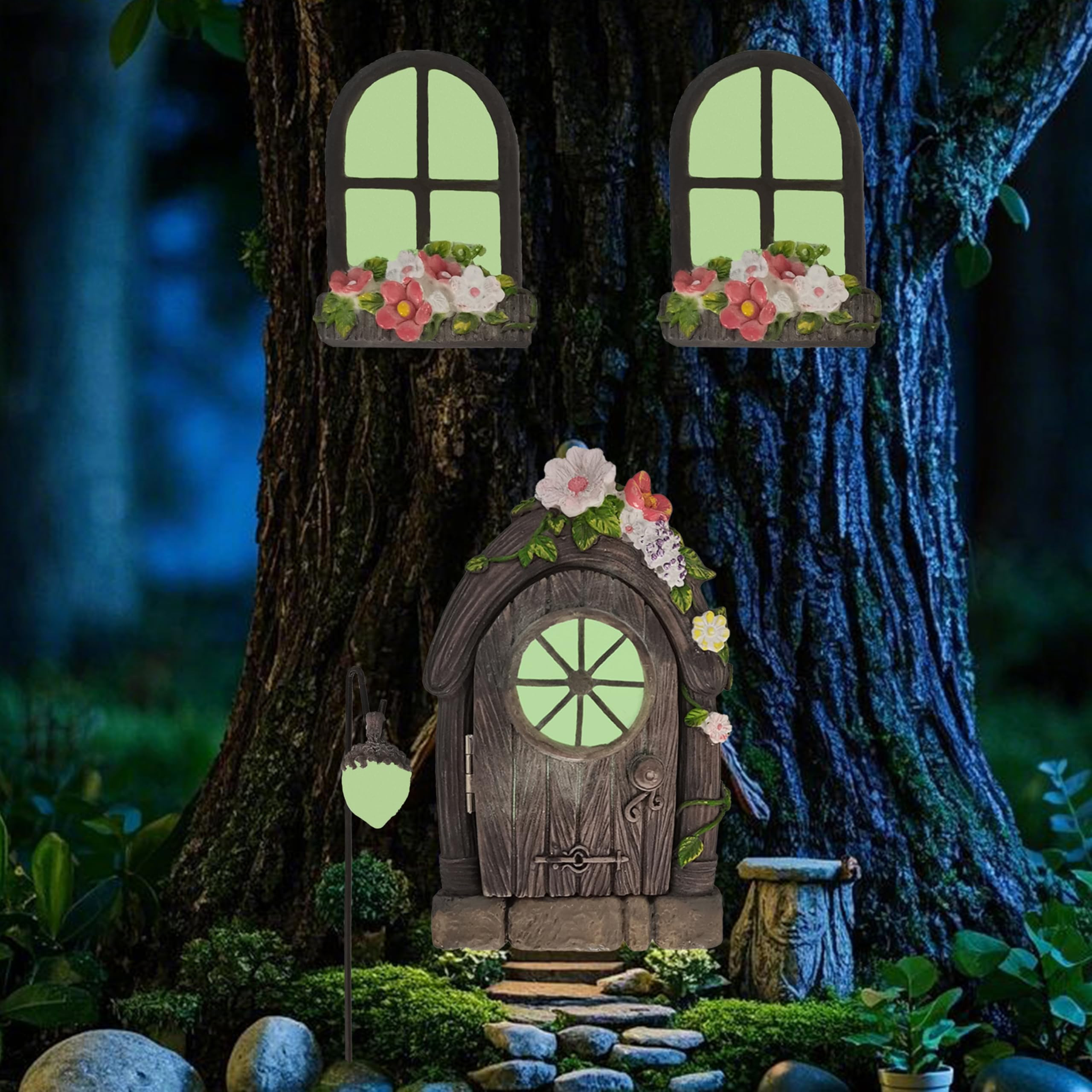 Fairy Door and Windows for Tree, Glow in the Dark Fairy Garden Miniature Accessories for Tree Stu... | Amazon (US)