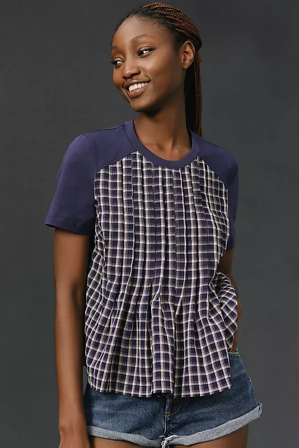 Short-Sleeve Pleated Top | Anthropologie (US)