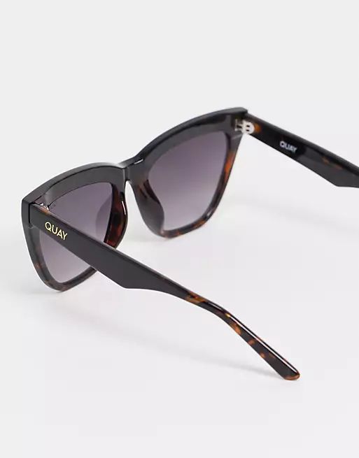 Quay – For Keeps – Cat-Eye-Sonnenbrille für Damen in schwarzer Schildpattoptik | ASOS (Global)
