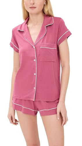 Eberjey Women's Gisele Shortie Pj Set, Raspberry/Ivory, Pink, M | Amazon (US)