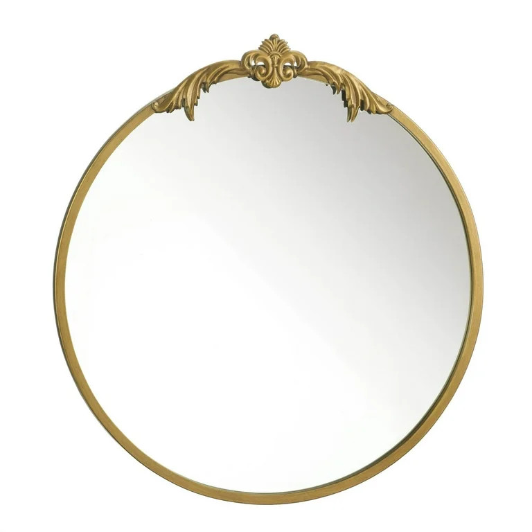25" Gold and Clear Contemporary Ornate Oval Wall Mirror | Walmart (US)