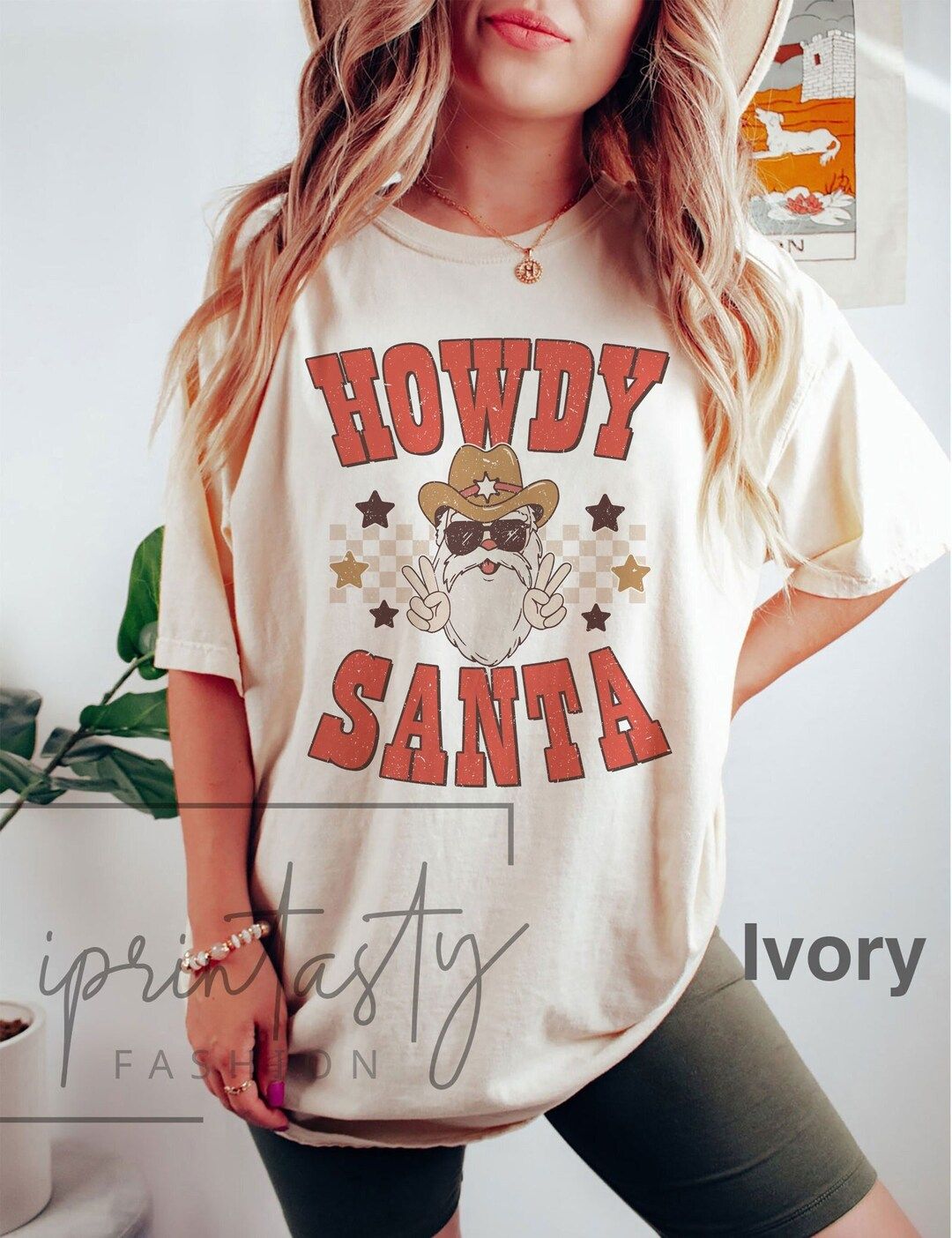 Comfort Colors® Retro Howdy Santa Shirt, Country Christmas Shirt, Christmas Cowboy Shirt, Retro ... | Etsy (US)