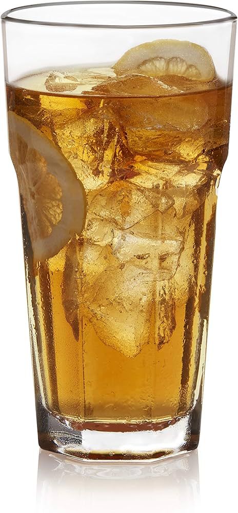 Libbey Gibraltar Iced Tea Glasses, 22 ounce, Tall Tempered Cocktail Glass Tumbler Set of 12, Ice ... | Amazon (US)