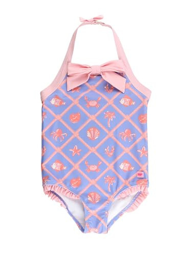 RuffleButts Girls UPF50+ Sun Protected Halter One Piece Swimsuit - Tropical Trellis, 10 | Amazon (US)