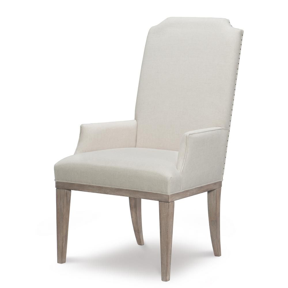 LEGACY CLASSIC FURNITURE Monteverdi by Rachael Ray Sun-Bleached Cypress Upholstered Host Arm Chair ( | The Home Depot