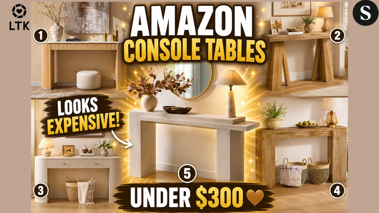 Amazon Console Tables That Look Designer 🤎 | Luxury Entryway & Living Room Finds

Looking for a luxury entryway without spending thousands? 🤎
Today I'm sharing stunning Amazon console tables that look straight out of a designer furniture showroom. From fluted console tables and geometric accent tables to farmhouse-inspired entryway pieces, these affordable finds can completely elevate your living room, hallway, foyer, or behind-the-sofa styling.
If you love luxury home decor on a budget, you're going to love these Amazon finds!

✨ Which one is your favorite?


🛍️Amazon Storefront:
https://amzn.to/4aTH9AQ



🛍️ShopMy:
https://shopmy.us/shop/collections/5876425


🛍️LTK: 



#amazonfinds
#amazonhome
#amazonfavorites
#consoletable
#entrywaydecor
#foyerdecor
#livingroomdecor
#luxuryhome
#homedecor
#interiordesign
#amazonmusthaves
#neutralhome
#designerinspired
#homeinspiration
#amazonfurniture


amazon console table, amazon furniture finds, luxury console table, entryway table ideas, foyer table decor, fluted console table, amazon home decor, living room furniture, hallway table, behind couch table, narrow console table, modern console table, farmhouse console table, designer inspired furniture, affordable luxury home decor, entryway decorating ideas, amazon home finds, neutral home decor
 

 #LTKdayinmylife #LTKOver40 #LTKHome