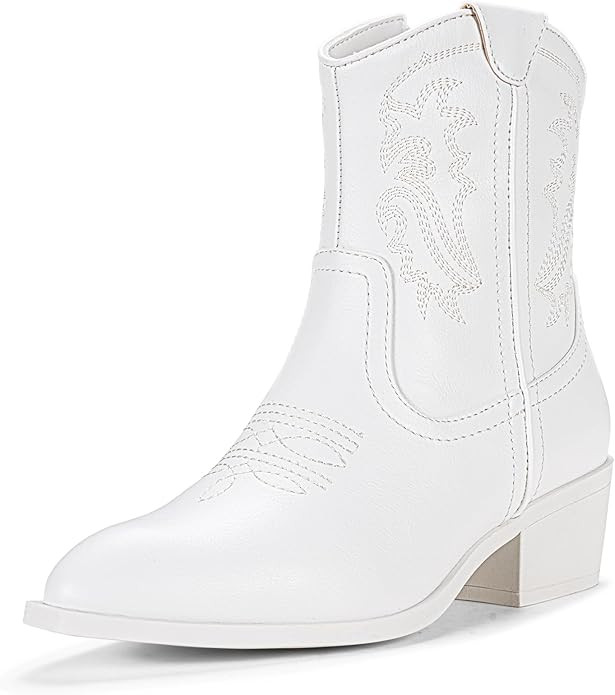 Vepose Women's 9816 Cowboy Boots Ankle Western Short Cowgirl Embroidered Round Toe Low Heel Booti... | Amazon (US)