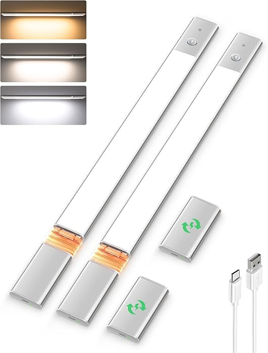 EZVALO Under Cabinet Lighting, 2200mAh Closet Lights with 2 Extra Batteries, 3 Color Temps Motion... | Amazon (US)
