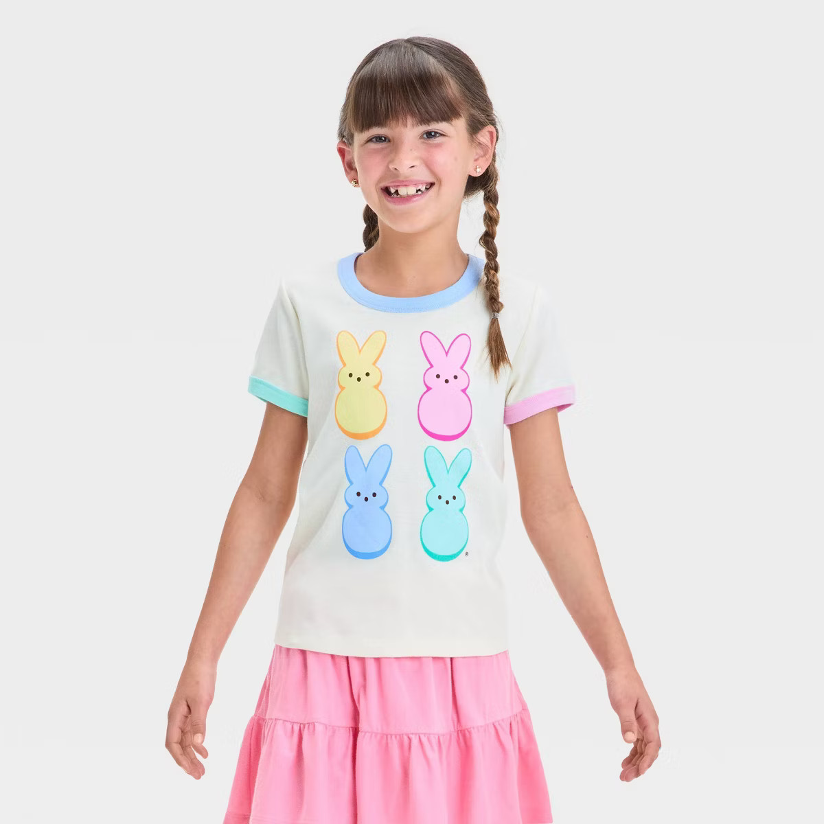 Girls' Peeps Short Sleeve Graphic T-Shirt - White | Target