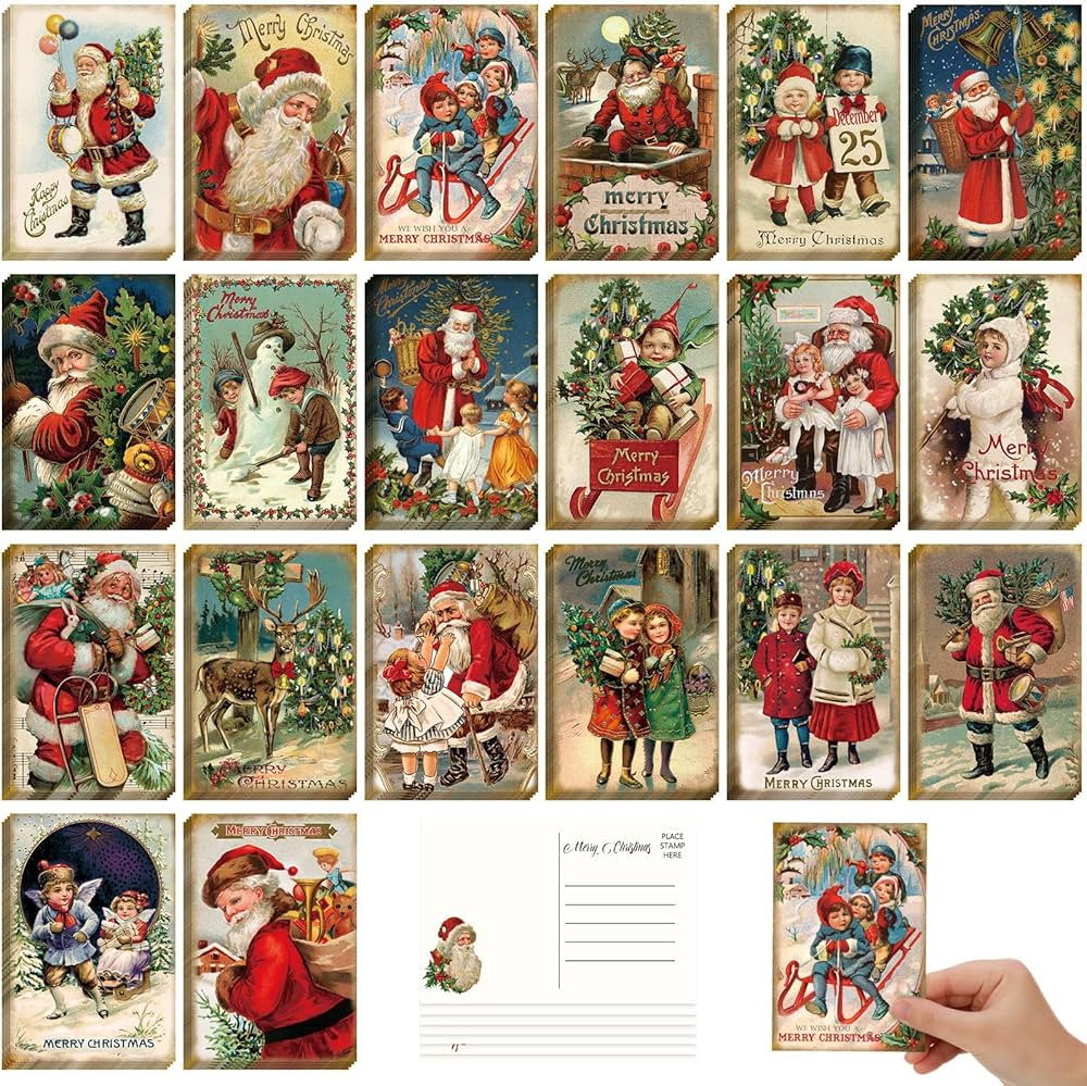 80 Pcs Vintage Christmas Greeting Cards Christmas Postcard 4 x 6" Santa and Christmas Reprint Ant... | Amazon (US)