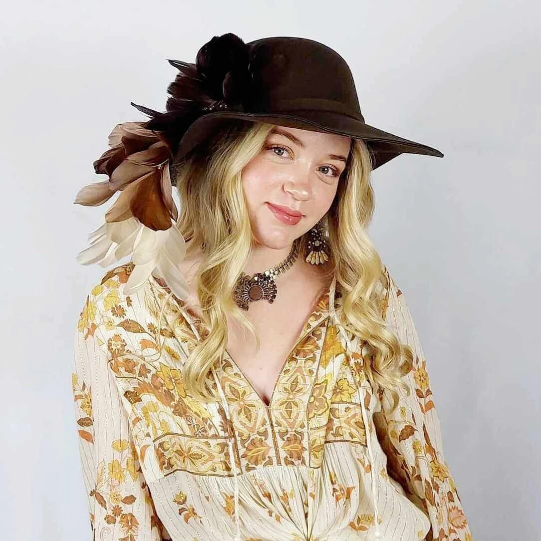 Beige Brown Ombré Feather Hat Brown Felt Floppy Hat Vintage 70s Style Hat Race Day Hat Boho Fest... | Etsy (US)