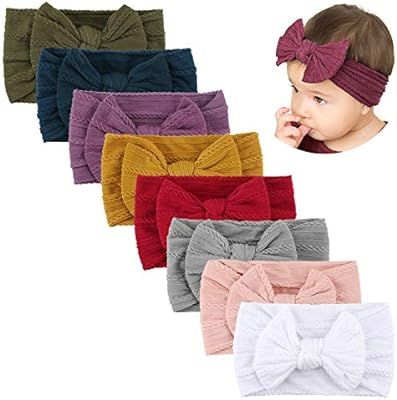 Makone Handmade Baby Headbands Stretchy Nylon Headband with Bows for Infant Baby Toddler Girls- P... | Amazon (US)